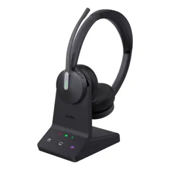 Kufje wireless Yealink WH64 Dual UC, me bazë, për PC dhe telefon, të zeza