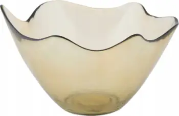Kupë dekorative Yellow Glass Bowl, 30 cm, xhami i verdhë