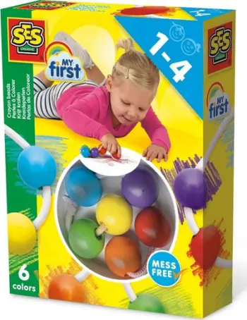 Set bojërash me rruaza SES My First Crayons Beads, 6 copë, shumëngjyrëshe