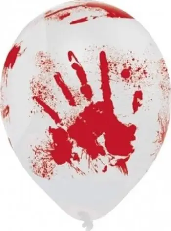 Balona latex AMSCAN Bloody Hands, set 6 copë, e bardhë