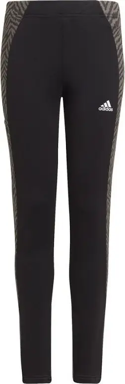 Leggings sportiv për fëmijë Adidas Printed Side Panel, moshat 7-15 vjeç, me panele të printuara, i zi