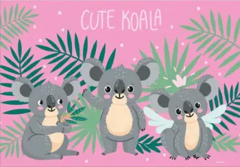 Pëlhurë tavoline Derform Koala, laminim i dyfishtë, për fëmijë, shumëngjyrëshe