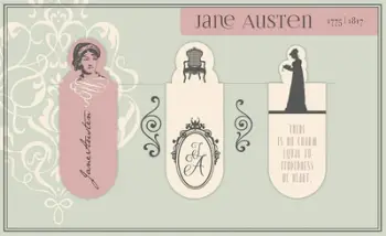 Shenjues magnetik libri Jane Austen, set 3 copë, 6 cm, shumëngjyrësh