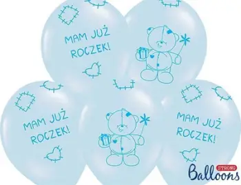 Balona dekorative Strong Teddy Bear, 30cm, set 6 copë, baby blue