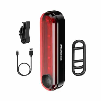 Dritë e pasme biçiklete Superfire BTL01, LED, karikim USB, e zezë