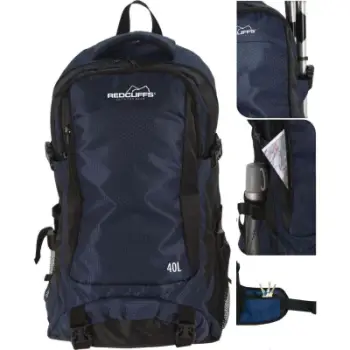 Çantë shpine hiking Redcliffs 40L, shumë xhepa, blu e errët