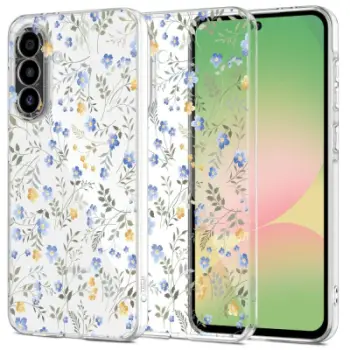 Këllëf telefoni Tech-Protect FlexAir Galaxy A56 5G, TPU fleksibël, dizajn Spring Flowers, transparent me lule