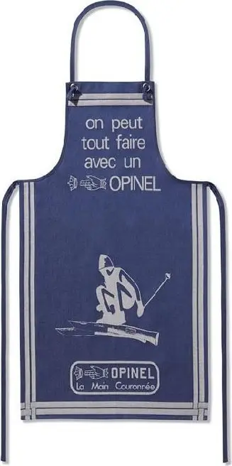 Përparëse kuzhine Opinel Adult, pambuk, dizajn jacquard, blu