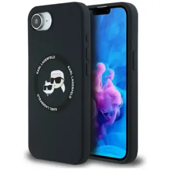 Mbulesë telefoni Karl Lagerfeld KLHMPSE4SKCHTCK, Liquid Silicone, MagSafe, për iPhone 16e 6.1", e zezë
