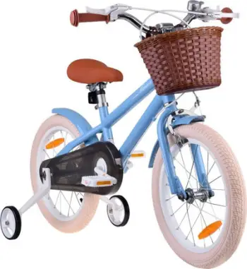 Biçikletë fëmijësh Royalbaby Macaron Retro Vintage 16", rrota anësore, blu