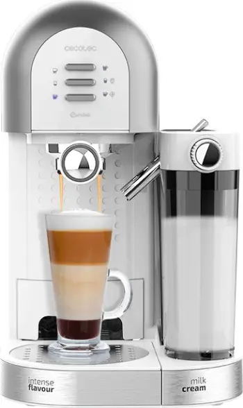 Aparat kafeje Cecotec Power Instant Ccino 20 Chic Serie Bianca, pompë 20 bar, kapuçinator qumështi, i bardhë