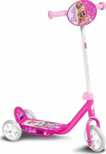 Trotinet për fëmijë Barbie 3 Wheel, 3 rrota, timon i rregullueshëm, rozë