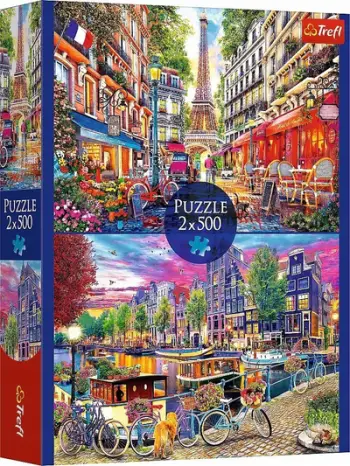 Puzzle Trefl European Capitals Red, 2x500 copa, shumëngjyrësh