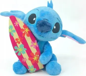 Lodër pelushi Simba Disney Stitch me dërrasë sërfi, 25cm, blu