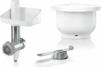 Set aksesorësh mikseri Bosch MUZS2BS BakingSensation, tas plastik, mulli mishi, i bardhë