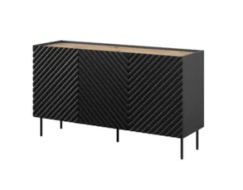 Komodë ONDA 3D2SZ, 150x45x85 cm, moderne, e zezë