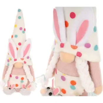 Figurë dekori Saska Gift and Decor Gnome Dwarf Bunny, 25cm, pranverë Pashkë, shumëngjyrëshe