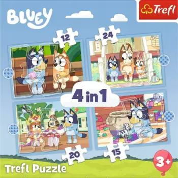 Puzzle 4 në 1 Bluey and the World, set enigmash, shumëngjyrësh