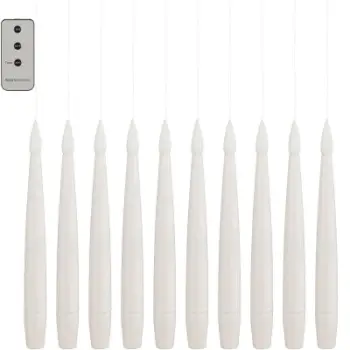Qirinj fluturues LED pa markë, set 10 copë, plastikë, të bardhë