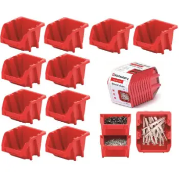 Set kuti organizuese Prosperplast Bineer Short, 10 copë, 180x98x118mm, të kuqe
