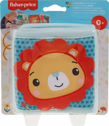 Lodër për bark Fisher-Price Newborn Tummy Time, panel aktiviteti i palosshëm, elemente shqisore, shumëngjyrëshe