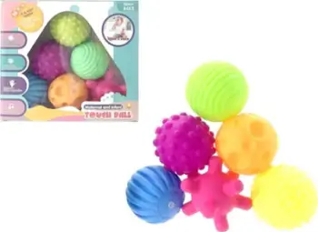 Set toptha sensorikë Swede Squeaky Balls, 6 copë, me fishkëllimë, shumëngjyrëshe
