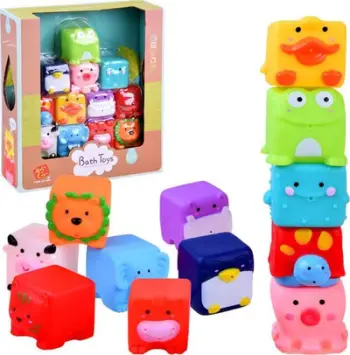 Set lodrash për banjë Rubber Animals ZA2813, 12 copë, figura gome shumëngjyrëshe