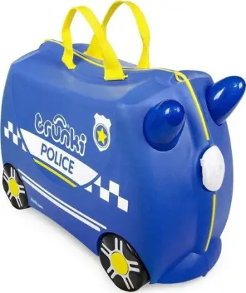 Valixhe fëmijësh Trunki Ride-On Police Patrol Car Percy, 18L, blu