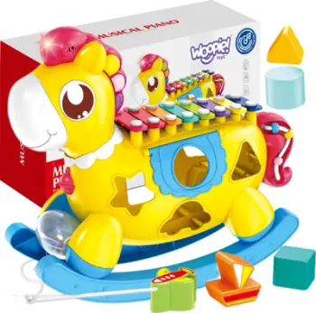 Lodër interaktive Woopie Horse, piano muzikore 8 në 1, sorter formash, shumëngjyrëshe