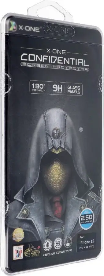 Xham mbrojtës X-one Full Cover Privacy për iPhone 15 Pro Max, ekstra i fortë, i zi