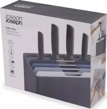 Set kuzhine Joseph Joseph Folio Plus, 8 pjesë, 4 dërrasa prerëse, 4 thika, gri