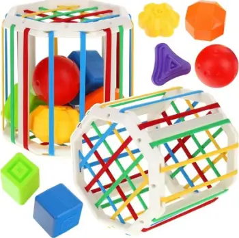 Lodër edukative sorter kub fleksibël, 6 blloqe forme, shumëngjyrëshe