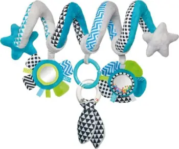 Lodër spirale plushi për karrocë Canpol Babies Zig Zag, me aktivitete, blu