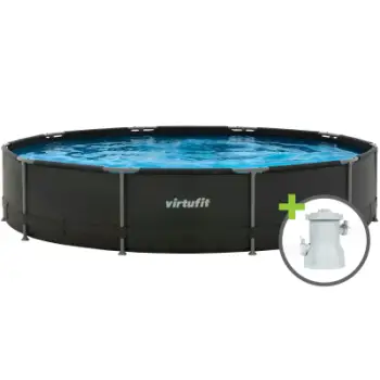 Pishinë kornizë VirtuFit Round, Ø305 x 76 cm, me pompë filtri, antracit