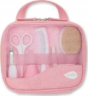 Set higjiene për bebe Nuvita Baby Hygiene Kit, me etui udhëtimi, rozë