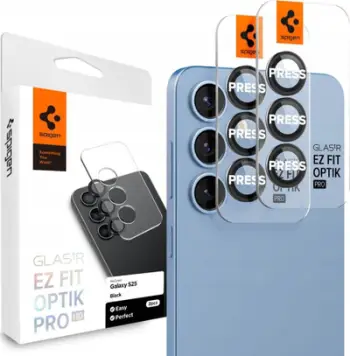 Mbrojtës kamere Spigen Glass tR EZ Fit Optik Pro HD, 2 copë, për Samsung Galaxy S25, i zi