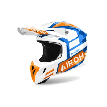 Helmetë motocross Airoh Aviator Ace 2 Sake, Composite Carbon, XS, e bardhë portokalli kaltër
