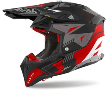 Helmetë motocross Airoh Aviator 3 Spin, madhësia XS, matt e zezë e kuqe gri