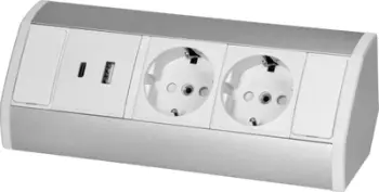 Prizë mobiljeje LogiLink LPS248U, 2x Schuko, 2x USB A+C 2.4A, e bardhë argjend