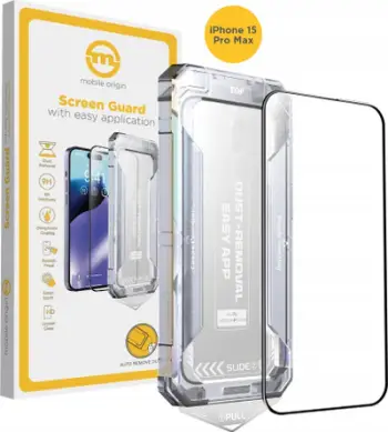 Xham mbrojtës Mobile Origin për iPhone 15 Pro Max, 0.33mm, 9H, transparent