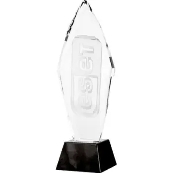 Trofe xhami Victoria Sport 3D, i gdhendur, me bazë, transparent