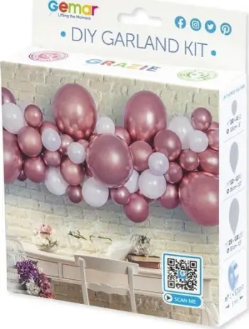 Set balonash Godan DIY Balloon Garland, 65 copë, rozë, ari