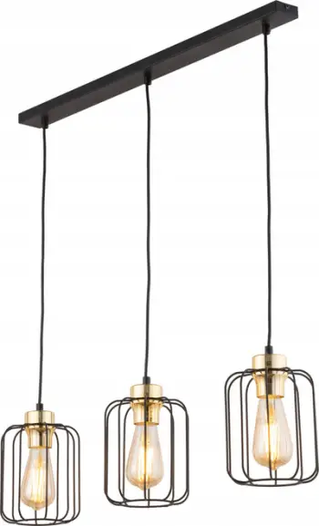Llambadar varës TK Lighting Galaxy 4716, 3xE27, metal, e zezë me ari