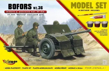 Set modeli Mirage Hobby 37mm BOFORS Wz 36 Anti Tank Gun, shkalla 1:35, plastik, shumëngjyrësh