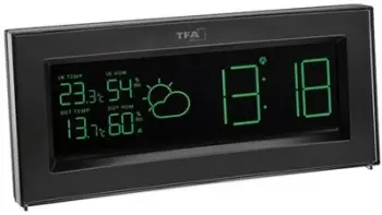 Stacion moti TFA Coloris 35.1147.01.IT, wireless, ekran me ngjyra, i zi