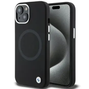 Këllëf BMW Signature Liquid Silicone MagSafe, për iPhone 15 Plus, i zi