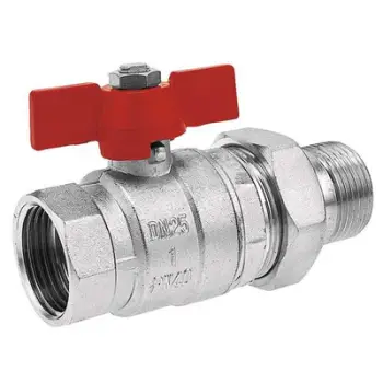 Rubinet sferik FERRO Normal, 1", me dorezë fluture, me union