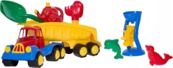 Lodër kamion me rimorkio Hemar Family, 70cm, me aksesorë rëre, shumëngjyrëshe
