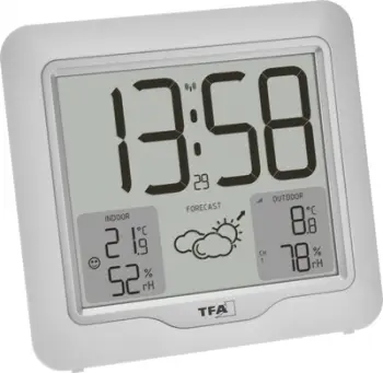 Stacion moti TFA 35.1164.02 Metro Plus, radio kontroll, ekran LCD, i bardhë