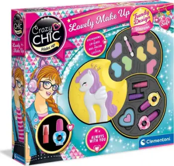Set grimi Clementoni Crazy Chic Lovely Make Up Unicorn 18653, çantë kozmetike, për vajza, shumëngjyrëshe